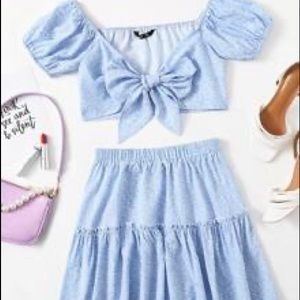 Plus Allover Print Puff Sleeve Tie